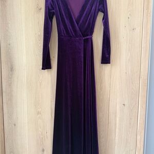 Lulu's Deep Purple Velvet Long Sleeve Dress